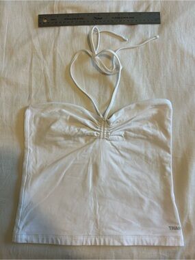 TNA White Halter Tube Top with Subtle Logo